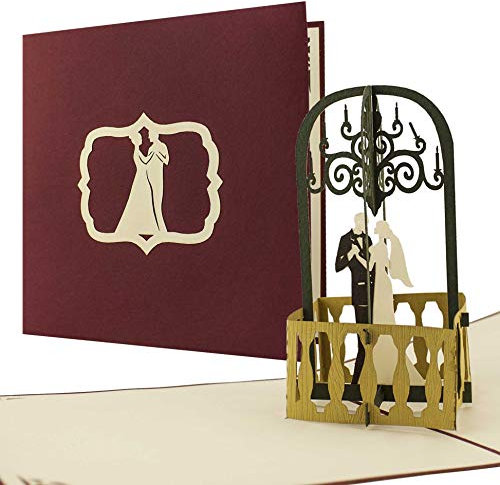 Hochzeitskarte Quadratisch, Erinnerung an die Hochzeit, Einladungskarte, Gastgeschenk, elegante Glückwunschkarte, Mitbringsel zur Hochzeit, originelle Pop Up Karte, Ehe, Natur L04