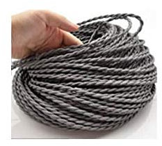 Desineo Cable électrique, Gris, Vintage, Look Retro en Tissu