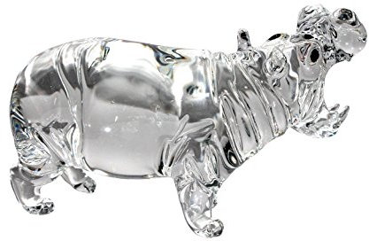 GlasXpert Nilpferd aus Glas Glasstier Glasfigur Skulptur Glastiere