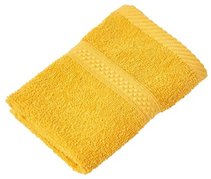 HOMESCAPES Ochre Yellow Turkish Cotton Face Cloth Flannel Super Soft Thick & Absorbent 500 GSM Towel Heavy Weight for everyday Luxury