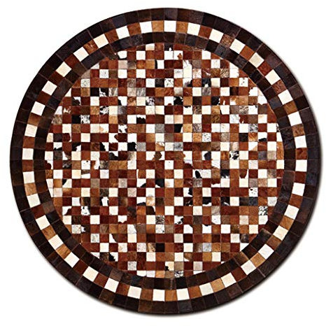 Große Braun Kuhfell Teppich Patchwork Runde Pelz Teppiche für Wohnzimmer Schlafzimmer Kinder-Zimmer Modern Geometrische Große Design Home Decor