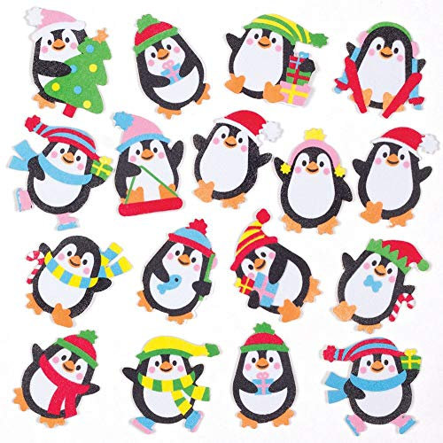 Baker Ross AT292 Pinguin-Aufkleber aus Schaumstoff, für Weihnachten, Kunst und Basteln, 120 Stück, verschiedene Designs, sortiert