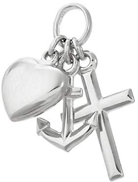 NKlaus Glaube Liebe Hoffnung 925 Sterlingsilber Silber 14mm Kettenanhänger rhodiniert 9102