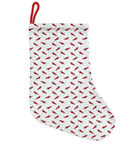 ABAKUHAUS Dackel Hängende Nikolausstiefel Weihnachtssocken, Frohe Weihnachten und EIN Hund, Weihnachtsstrumpf zum Aufhängen, 25x35cm, Warm Taupe Dark Pink