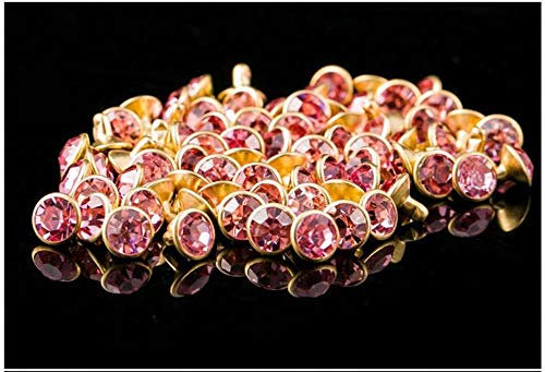 Uteruik Kristall-Nietknöpfe, Diamant-Nieten, Leder, 8 mm, 50 Sets (Pink)