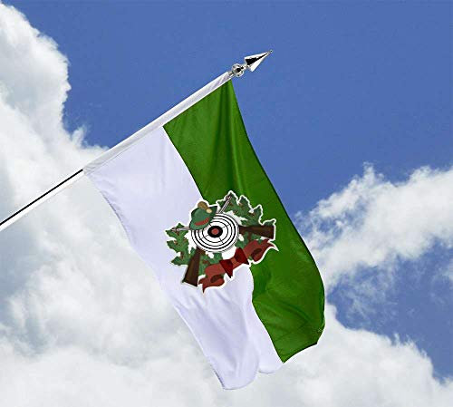 Deitert Schützenfahne mit Schützenlogo grün weiß – 80x120 cm Haushängefahne mit traditionellem Schützenwappen, Schützenflagge aus reißfestem Polyester, mit Doppelsicherheitsnaht gesäumt