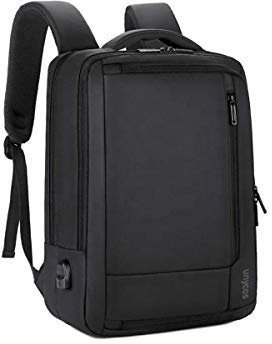 unycos - Mochila 20L para Portátiles y Netbooks de hasta 15,6 Pulgadas, Impermeable, Puerto de Carga USB, Mochila de Hombre y Mujer Ergonómica para Trabajo, Viajes, Colegio y Uso Diario (Negro)