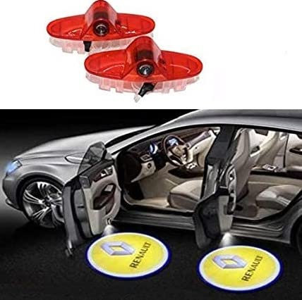 Sunshine Fly Duleutgnu 2 Stück LED Autotür Türbeleuchtung KFZ Türen Projektor Lichter Einstiegsleuchte Logo Tür Geister Schatten Willkommen Lampe Emblem (For Megane)