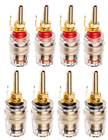 QMseller Bananenstecker Verbindungsstecker, 4 mm, für Verstärker, Lautsprecher, Terminal, Wandplatte, 4 Stück