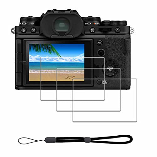 iDaPro Displayschutz schutzfolie für Fujifilm X100VI、X100V、X-T4、Fuji XT4、X-00VI、X-100V + Handschlaufe [3+1Pcs], Schutzglas Tempered Glass Screen Protector 9H Härte Gehärtetes Glas