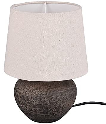 Reality Leuchten R50961844 Lou Lampe de table en céramique Marron/abat-jour en tissu beige non inclus 1 ampoule E14 Hauteur 25 cm