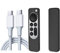 Silicone Case for Apple TV 4K Siri Remote/C-Type Fast Charger Cable, Protective Cover for Newest Siri Remote with C-Type-to-C Charger Cable