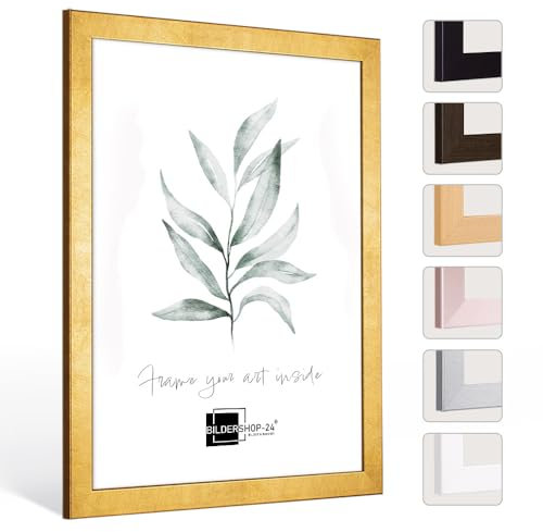 Bildershop-24 Bilderrahmen Monza in BLATTGOLD in 33 X 70 cm Fotorahmen, Wechselrahmen, Posterrahmen, Puzzlerahmen