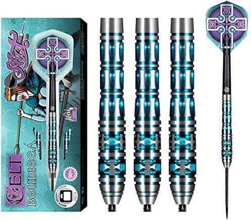 Shot Steel Darts Celt Boudicca 90% Tungsten Steeltip Darts Steeldart Dartpfeile Set mit Schäften und Flights Made in Neuseeland (26 Gramm)