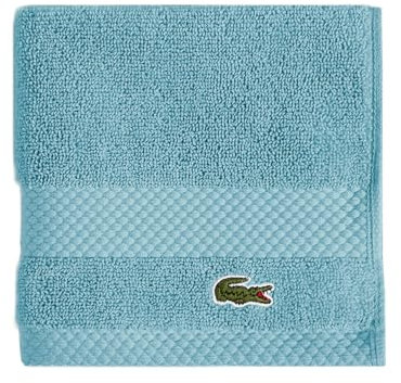 Lacoste Heritage Serviette de toilette 100 % coton Supima céleste, 33 x 33 cm, très absorbante et à séchage rapide, super douce, indispensable pour la salle de bain, cadeau pour toutes les occasions