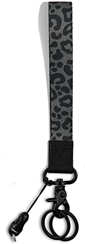 Yiflin Niedliches Handgelenk-Schlüsselband für Schlüssel, Schlüsselanhänger, Brieftasche, Ausweishalter, Handy, Handgelenk-Schlüsselband, Schwarz Leopard