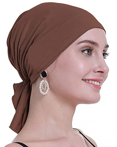 osvyo Bambus Chemo Kopftuch für Frauen mit Haarausfall - Krebspatienten Kopfbedeckung Turban in Versiegelter Verpackung LICHT BRAUN