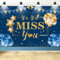 Partyhintergrund mit Aufschrift We Will Miss You, Blau / Gold, Abschiedsdekoration, Banner für Abschlussfeier, Ruhestand, Party