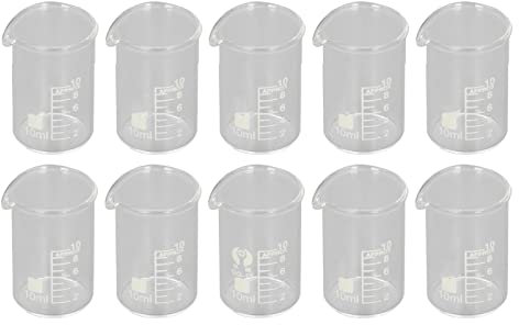 10 Uds. Vaso de Vidrio de 10ml Vaso de Precipitados de Química de Laboratorio Recipiente Transparente de Vidrio de Borosilicato para Experimentos Industriales Académicos