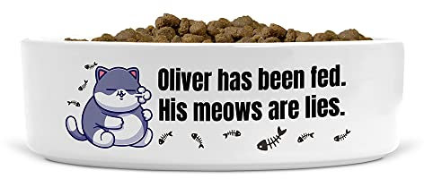 Personalised Cat Has Been Fed Ceramic Pet Bowl - Suitable for Food and Water - Dishwasher Proof - Small Bowl