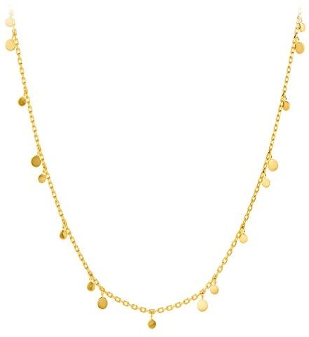 Pernille Corydon Glow Kette Damen Gold - 40-46 cm Länge - Halskette kleine runde Anhänger Silber 925 18k vergoldet - N018g