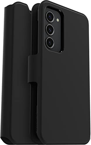 OtterBox Strada Via Case for Samsung Galaxy S23+, Black | Shockproof, Drop-Proof, Slim, Soft Touch Protective Folio Case with Card Holder, 2x Tested to Military Standard