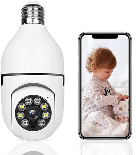 Telecamera Wi-Fi Interno 1080P HD attacco E27 Videocamera sorveglianza Audio Bidirezionale Visione Notturna APP Icsee compatibile con Alexa