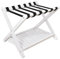 SMIBUY Porte-bagages, support de valise pliable en bambou avec étagère de rangement pour chambre d’amis, chambre à coucher, hôtel, robuste (blanc et noir)