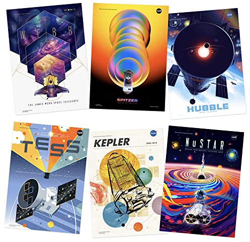 Artery8 NASA Exoplanet Travel Bureau Telescopes Space A4 Wall Art Print Poster Pack of 6