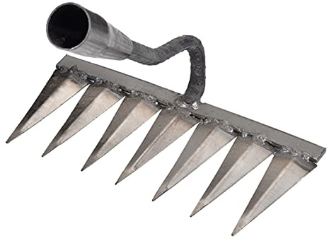 Garden Harke Gartenrechen Laubharke, Vertikutierrechen Handrechen Aus Metall Für Gartenarbeit, Unkraut Jäten Carbonstahl-Handrechen Für Vertikutieren, Jäten, Kultivieren, Robuster Steinkies Wurzelzink