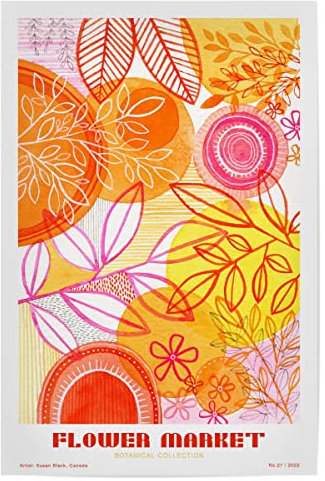 artboxONE Poster 60x40 cm Typografie Susan Black - Flower Market Orange - Bild Blume ausstellungsposter Blume