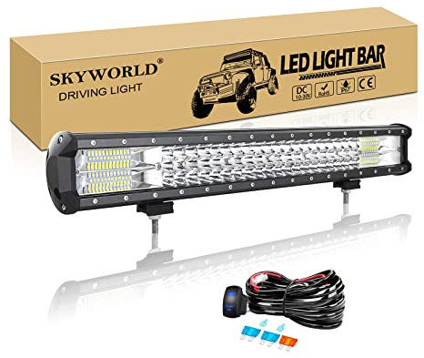 SKYWORLD Led Arbeitsscheinwerfer Bar, 23 Zoll 59CM 324W LED Lightbar mit 12V kabelbaum, Zusatzscheinwerfer Auto LED Arbeit Licht Bar für 4x4 Offroad SUV UTV ATV LKW Traktor, 6000K Weiß