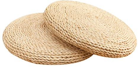 SEWACC Strohgeflechtkissen Beige Handgefertigt 30x30cm Rundes