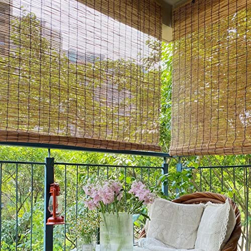 Bamboo Blinds for Windows Grass Mat Partition Door Curtain Reed Blinds Hand Weave Privacy Screen Reed Custom Sized Roller Curtains for Patio Bamboo Roll Up Blinds Bamboo Blinds ( Size : 130*350cm/52*1