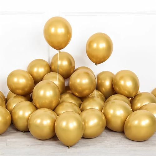 luftballons metallic Gold 100 Stück, 12zoll/30cm Helium Luftballons Geburtstag, Helium Ballons Geburtstag, Regenbogen Luftballons Für Geburtstagsdeko, Luftballons Hochzeit