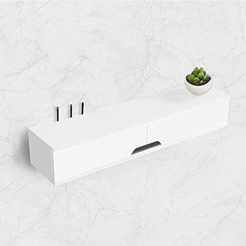 An der Wand montiertes TV-Gerät, schwimmender TV-Ständer, weiß, 23,6/31,4/39,3 Zoll, wandmontierte WiFi-Router-Box, schwimmendes TV-Regal, TV-Wandkabel-Management-Aufbewahrungsregale, Kiefer