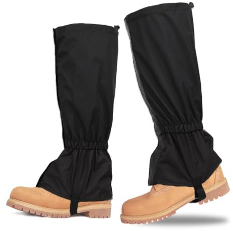 Aoreun 1 Paar Outdoor Gamaschen, Atmungsaktive Beinschutz Gaiter, PVC wasserdichte Einstellbare Gamaschen, Bein Gamaschen Erwachsene für Outdoor-Hosen zum Wandern, Klettern,Trekking, Schneewandern