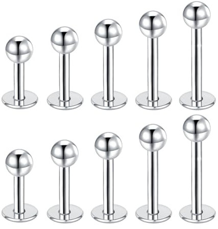 Besyvvin Lippenpiercing Labret Steckers 1,2mm Chirurgenstahl 4/6/8/10/12mm Piercing Lippe Helix Tragus Monroe Medusa Stecker Schmuck