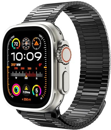 LULULOOK Bracelet Magnétique en Acier INOX pour Apple Watch - Boucle Finie, Habillée pour Série 9, 10, 8, 7, SE - 42mm, 41mm, 40mm