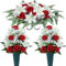 Fleur Artificielle pour Pierre tombale, Fleurs de cimetière, Bouquets de lys Roses artificiels pour décoration extérieure de Pierre tombale. (Lys Blanc, Fleurs Selle & Bouquets)