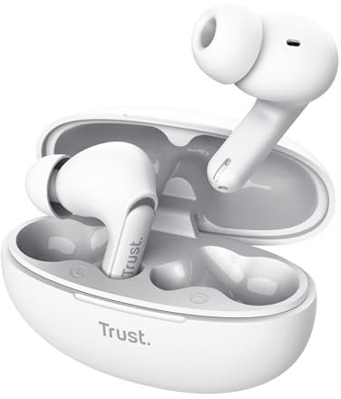 Trust Yavi Auricolari Bluetooth In Ear con Microfono Dual ENC Cancellazione Rumore, 23 Ore di Batteria, 35% Plastica Riciclata, Cuffie Wireless Bluetooth Buds senza Fili Android iPhone - Bianco