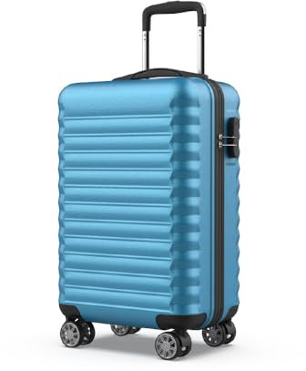 NUMADA Upfly 20' ABS-Handgepäck Koffer (53x33,5x22Cm) mit Kombinationsverschluss und 4 doppelten 360-Rädern. Hartschalenkoffer mit unterteiltem Innenraum | Blau