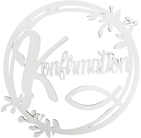 Knüllermarkt Holz Ring Konfirmation Weiß ca. 25 cm Türkranz Konfirmation Erstkommunion