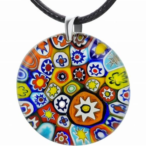 miyou - Murano Glas Halskette – Venezianische Glaskette - Kette mit Anhänger – 925er Silber – Handgefertigter Schmuck - Ponte Rund 2