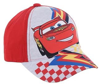 Disney Pixar Cars Baseball Kappe für Jungen, Design Lightning Mcqueen Baseball Hut Kinder Sommermütze, Geschenk für Jungen (DE/NL/SE/PL, Numerisch, 53, Rot)