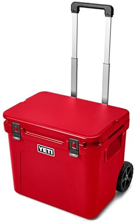 YETI Roadie 60 Wheeled Cool Box, Insulated Hard Cooler, Rescue Red