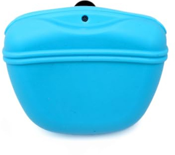 LICQIC Silicone Dog Food Bags, Magnetic Silicone Dog Food Bags for Taking Pets for Walking and Outdoor Training (1Pcs Sky Blue)