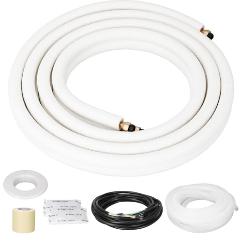 Mini-Splitleitungs-Set, 0,6 cm und 1 cm, AC-Kupferrohrverlängerung, 3,5 m | Für die Heizung von 9000BTU und Klimaanlagenschläuchen, dreilagige, isolierte Baumwolle, Kupferrohre sind 16/4 AWG