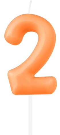 Macaron Orange Number 2 Candles, Orange 2nd Birthday Candles, Macaron Happy Birthday Candle for Cake, Sweet Cake Decor, Macaron Orange Cake Topper for Girls Boys Birthday Decorations Party Supplies