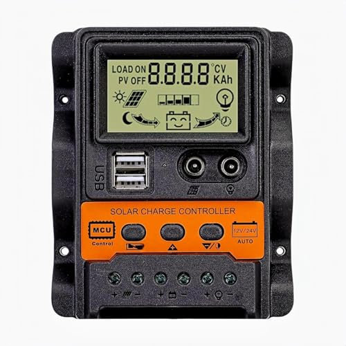Solar Charge Controller 10A PWM Auto Parameter 12V 24V Solar Charge Controller with Adjustable LCD Display Dual USB output the maximum current/voltage fo 5V/2.5A